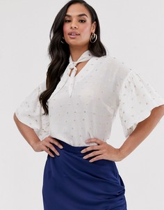 Блузка с оборками на рукавах Closet-Белый