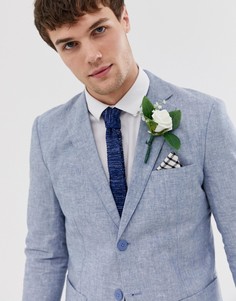 Пиджак классического кроя из ткани с добавлением льна Jack & Jones Premium-Синий