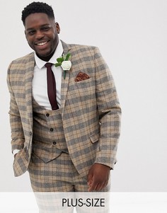 Пиджак скинни в коричневую клетку с цепочкой Twisted Tailor Рlus-Светло-коричневый