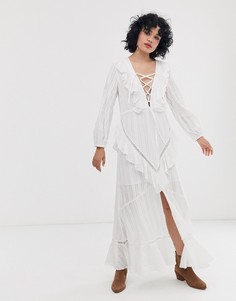 Повседневное платье макси на шнуровке ASOS DESIGN-Белый