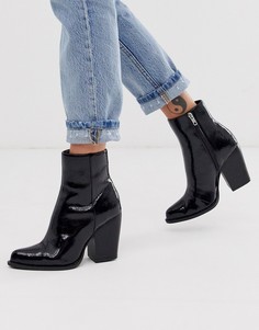 Черные лакированные ботильоны на каблуке ASOS DESIGN Robin-Черный