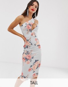 Платье миди с вырезом и цветочным принтом Missguided Tall-Мульти