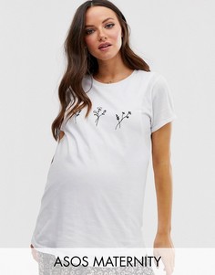 Футболка с цветочным принтом ASOS DESIGN Maternity Nursing-Белый