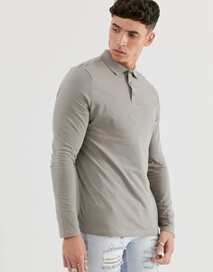 Бежевое трикотажное поло из органического хлопка с длинными рукавами ASOS DESIGN-Бежевый