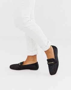 Черные кожаные лоферы ASOS DESIGN Mocha-Черный