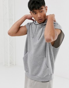 Серый oversize-худи без рукавов ASOS DESIGN