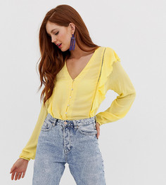 Желтая блузка с оборкой Stradivarius STR-Желтый