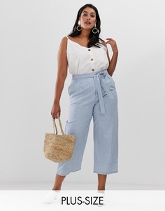 Брюки из шамбре с поясом Vero Moda Curve-Синий
