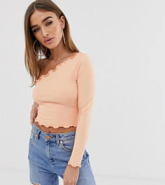 Короткий лонгслив на одно плечо кораллового цвета ASOS DESIGN Petite-Розовый