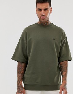 Oversize-свитшот с короткими рукавами цвета хаки ASOS DESIGN-Зеленый