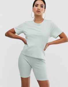 Пижамный комплект из футболки и леггинсов-шорт в рубчик ASOS DESIGN-Мульти