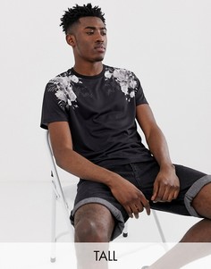 Футболка с цветочным принтом на плечах Jacamo-Черный