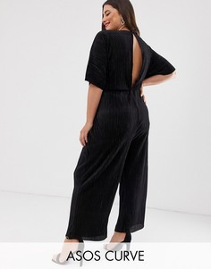Комбинезон-кюлоты с завязкой ASOS DESIGN Curve-Черный