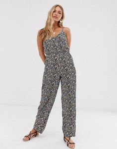 Комбинезон с широкими штанинами и цветочным принтом Vero Moda-Черный