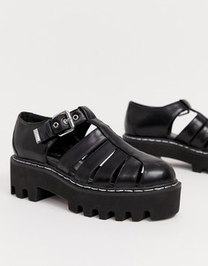 Черные туфли на массивной плоской платформе Lamoda-Черный