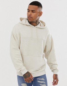 Бежевый худи свободного кроя с изнаночной вставкой ASOS DESIGN