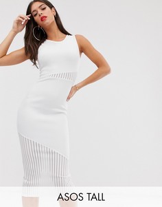 Платье миди со вставками в полоску ASOS DESIGN Tall-Белый