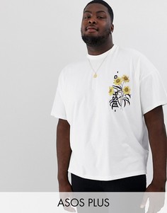 Oversize-футболка с принтом на груди ASOS DESIGN Plus-Белый
