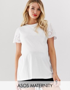 Топ с ажурными рукавами ASOS DESIGN Maternity-Белый