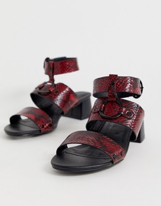 Босоножки для широкой стопы, на блочном каблуке и с металлическими элементами Simply Be daria-Красный