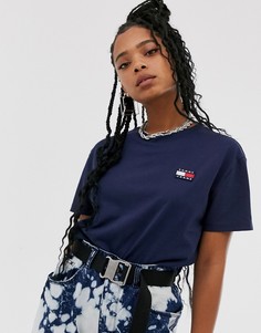 Футболка из переработанных материалов с нашивкой-логотипом Tommy Jeans-Темно-синий