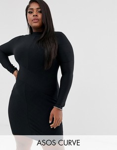 Бандажное платье мини с высоким воротом и молнией ASOS DESIGN Curve-Розовый