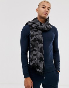 Черно-серый шарф с камуфляжным принтом Replay-Черный