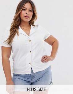 Льняная свободная рубашка на пуговицах Vero Moda Curve-Белый