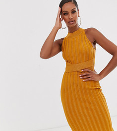 Золотистое трикотажное платье-футляр с высоким воротом Outrageous Fortune-Золотой