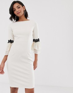Платье миди с кружевной отделкой в стиле колор блок Paper Dolls-Белый
