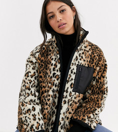 Флисовая куртка с леопардовым принтом ASOS DESIGN Petite-Мульти
