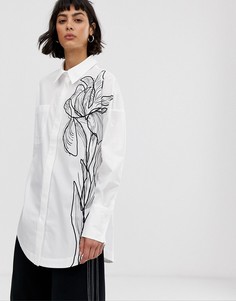 Рубашка с цветочным принтом ASOS WHITE-Белый