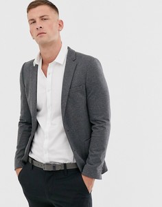 Супероблегающий трикотажный пиджак темно-серого цвета ASOS DESIGN-Серый