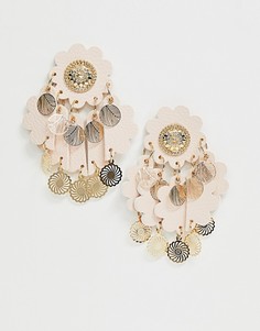 Золотистые серьги с ажурными дисками ASOS DESIGN-Золотой
