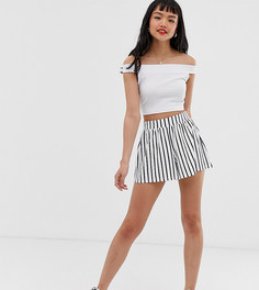 Белая юбка-шорты в темно-синюю полоску ASOS DESIGN Petite-Мульти