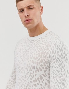 Джемпер с полупрозрачным леопардовым рисунком ASOS DESIGN-Белый