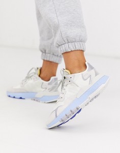 Бело-синие кроссовки adidas Originals Nite Jogger-Белый