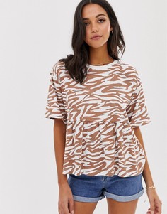 Свободный топ со звериным принтом ASOS DESIGN-Зеленый