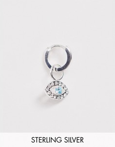 Серебряная серьга-кольцо с подвеской и камнями ASOS DESIGN-Серебряный