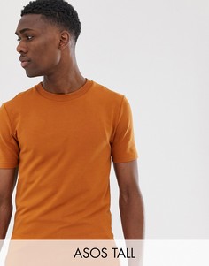 Обтягивающий свитшот красно-коричневого цвета с короткими рукавами ASOS DESIGN Tall-Коричневый