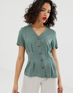 Фактурная блузка на пуговицах Vero Moda-Зеленый