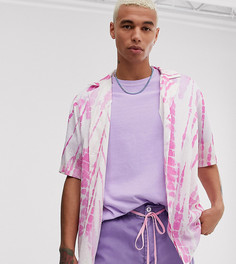 Рубашка из жатой ткани с принтом тай-дай Reclaimed Vintage-Розовый