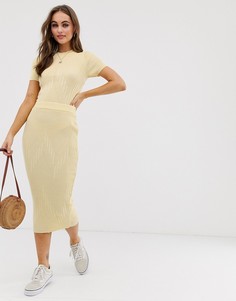 Трикотажная юбка миди ASOS DESIGN-Желтый