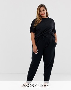 Джоггеры для дома с завышенной талией ASOS DESIGN Curve-Черный