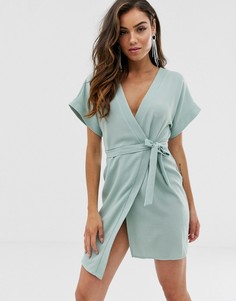 Платье мини с запахом ASOS DESIGN-Зеленый