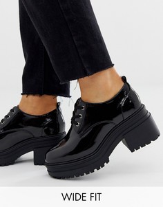 Черные лакированные туфли на каблуке для широкой стопы ASOS DESIGN Survivor-Черный