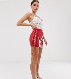 Красная мини-юбка из винила со шнуровкой Fashionkilla-Красный