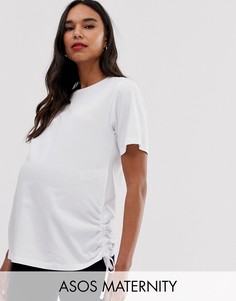 Футболка с присборенной драпировкой по бокам ASOS DESIGN Maternity-Белый