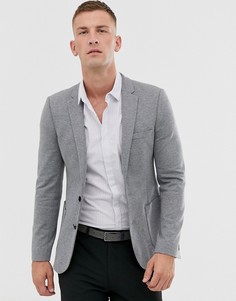 Супероблегающий трикотажный пиджак серого цвета ASOS DESIGN-Серый