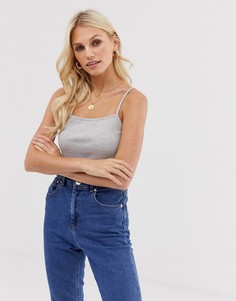 Серый топ на бретельках с квадратным вырезом ASOS DESIGN